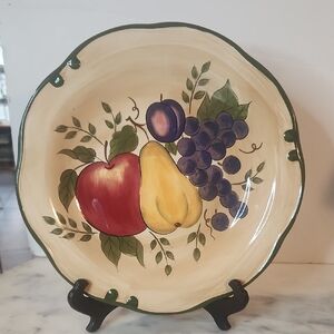 Vintage | Home Trends | Granada Dinner Fruit Design Handpainted Plate 11" Set 3